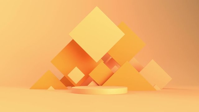 3d abstract background with pedestal. Simple shapes, smooth light, soft shadows. Roughness materials. Squares behind the scene.