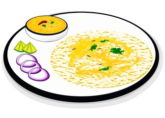 Dal Rice or Dal Chawal indian Food Vector