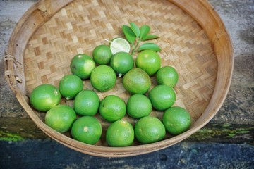 lime (Citrus aurantifolia) green color that is still fresh.