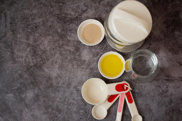 close up of dough ingredients