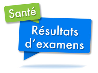Medical exams results in colored speech bubbles and french language