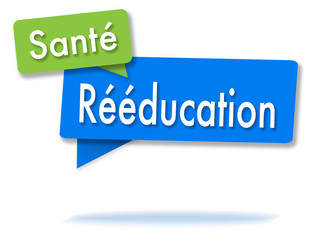 Re education in colored speech bubbles and french language