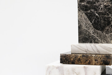 Close up group of stone marble on white background, stone material for interior designer, texture...