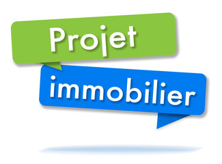 Real estate projects in colored speech bubbles and french language