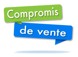 Sales agreement in colored speech bubbles and french language