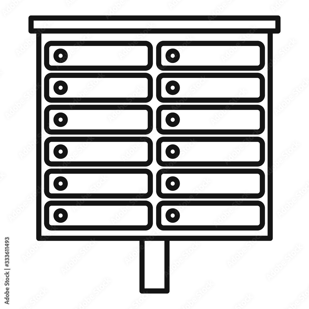 Poster apartment mailbox icon. outline apartment mailbox vector icon for web design isolated on white backg