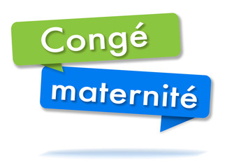 Maternity vacation in colored speech bubbles and french language