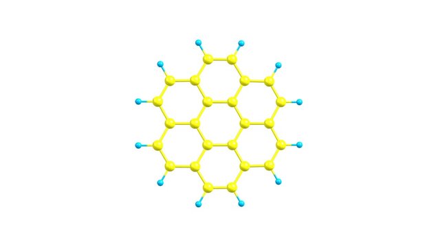 Coronene molecule rotating video full HD