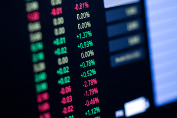 Stock exchange market chart, Stock market data on LED display. Business analysis concept.