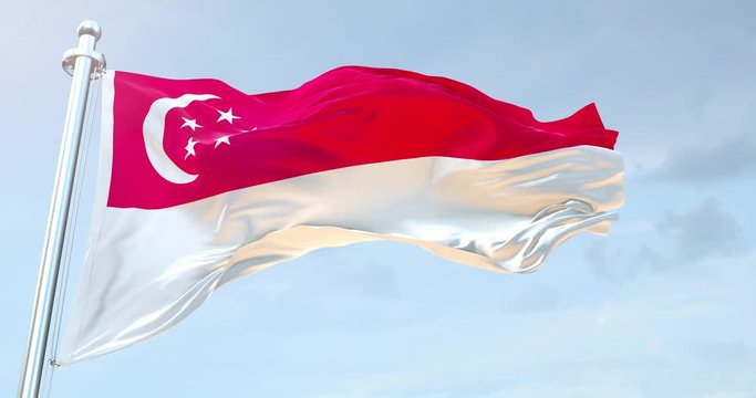 Singapure Flag Waving  loop  4K