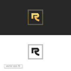 Illustration vector graphic of letter R logo bold one line creative color in gold