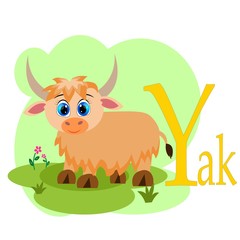 Y word for yak animal alphabet illustration 