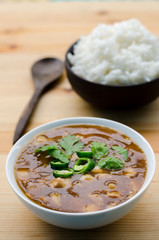 Chicken with sauce over rice, Chinese food in Thailand, Street food
