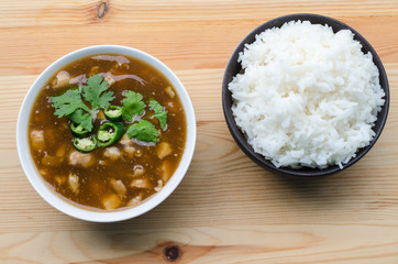 Chicken with sauce over rice, Chinese food in Thailand, Street food