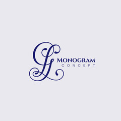 Calligraphic monogram GL © Maryna