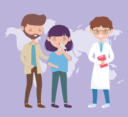 health online, sick people and doctor world covid 19 coronavirus