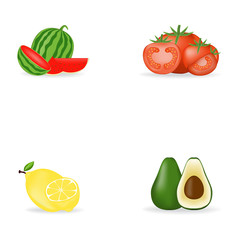 Fruits icons detailed photo realistic vector set