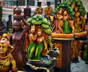 selective focused view of Indian gods and goddess