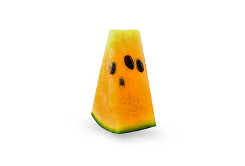 yellow water melon slice isolated on white background