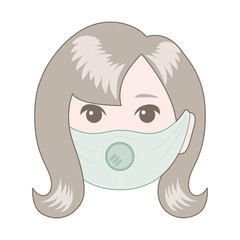 Face in protective medical mask against viruses and odors