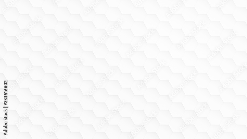 Poster white and light gray hexagon pattern on white. simple abstract modern background in 4k resolution.
