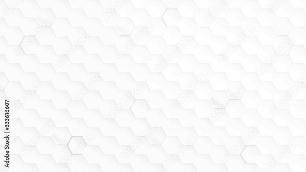 Poster white and light gray hexagon pattern on white. simple abstract modern background in 4k resolution.