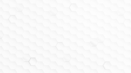 White and light gray hexagon pattern on white. Simple abstract modern background in 4k resolution.