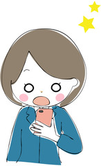 スマホの画面を見ながらびっくりしているスーツ姿の若い女性
