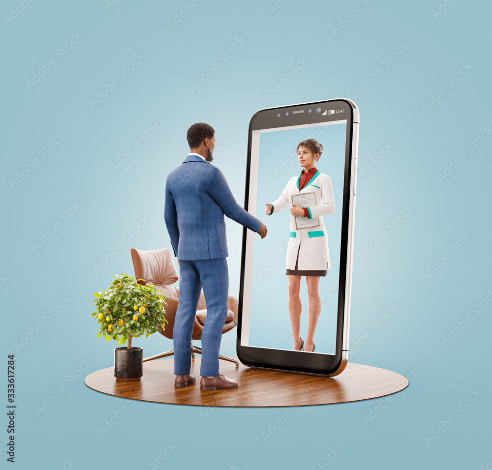 Wall mural Unusual 3d illustration smart phone application