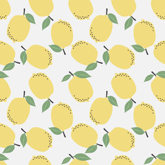Fresh lemons seamless pattern vector.