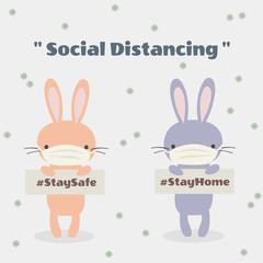 Cute animal in Social distancing