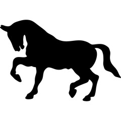Black horse silhouette. Icon of farm animal 
