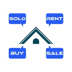 Buy house, Rent house, Sold House, Sale house. House icon or logo
