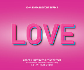 Pink color editable text effect for typography