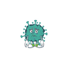 Critical coronavirus mascot design style with worried face