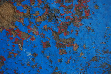 Fototapeta na wymiar Cracked blue wood and cracked old background