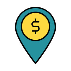 pin location with dollar symbol line and fill style