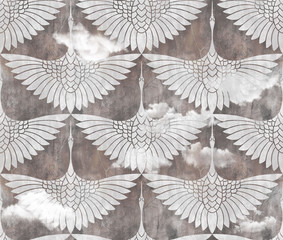 art decor swans pattern