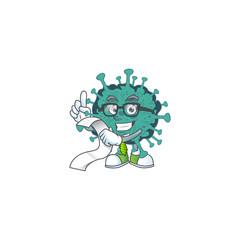 cartoon character of critical coronavirus holding menu on his hand