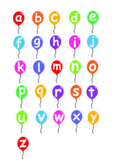 Vector Illustration of small letters english alphabets baloons. abcd