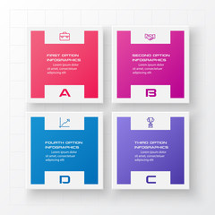 Business infographics template 4 steps with square,Element for design invitations,Vector illustration.