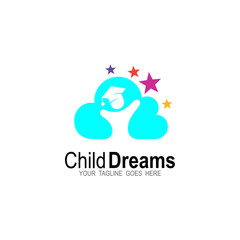 Cloud dreams logo designs, Child dream logo template, Student icons