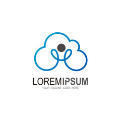 Obraz premium Cloud people, cloud logo, Vector logo template