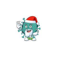 Critical coronavirus cartoon character of Santa showing ok finger