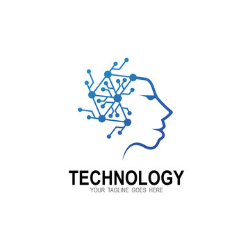 AI person line icon, Robotic technology, Face detection,
