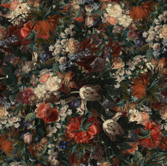 Fototapety  Klasyczny styl tapety z różnymi kwiatami