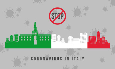 Background silhouette city infected with covid19 disease.