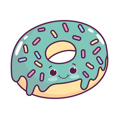 cute food donut sweet dessert kawaii cartoon isolated design