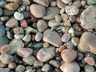  A natural texture made of big grey granite stones pebbles from Baltic sea beach.        