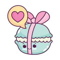 cute food biscuit ribbon sweet dessert kawaii cartoon isolated design